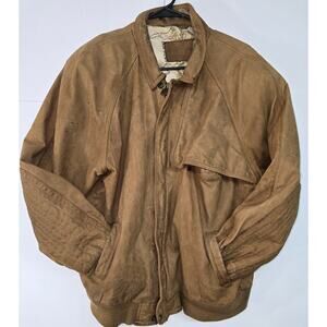 Vintage Marlboro Adventure Team Leather Jacket Mens L Brown Warm Wear Winter